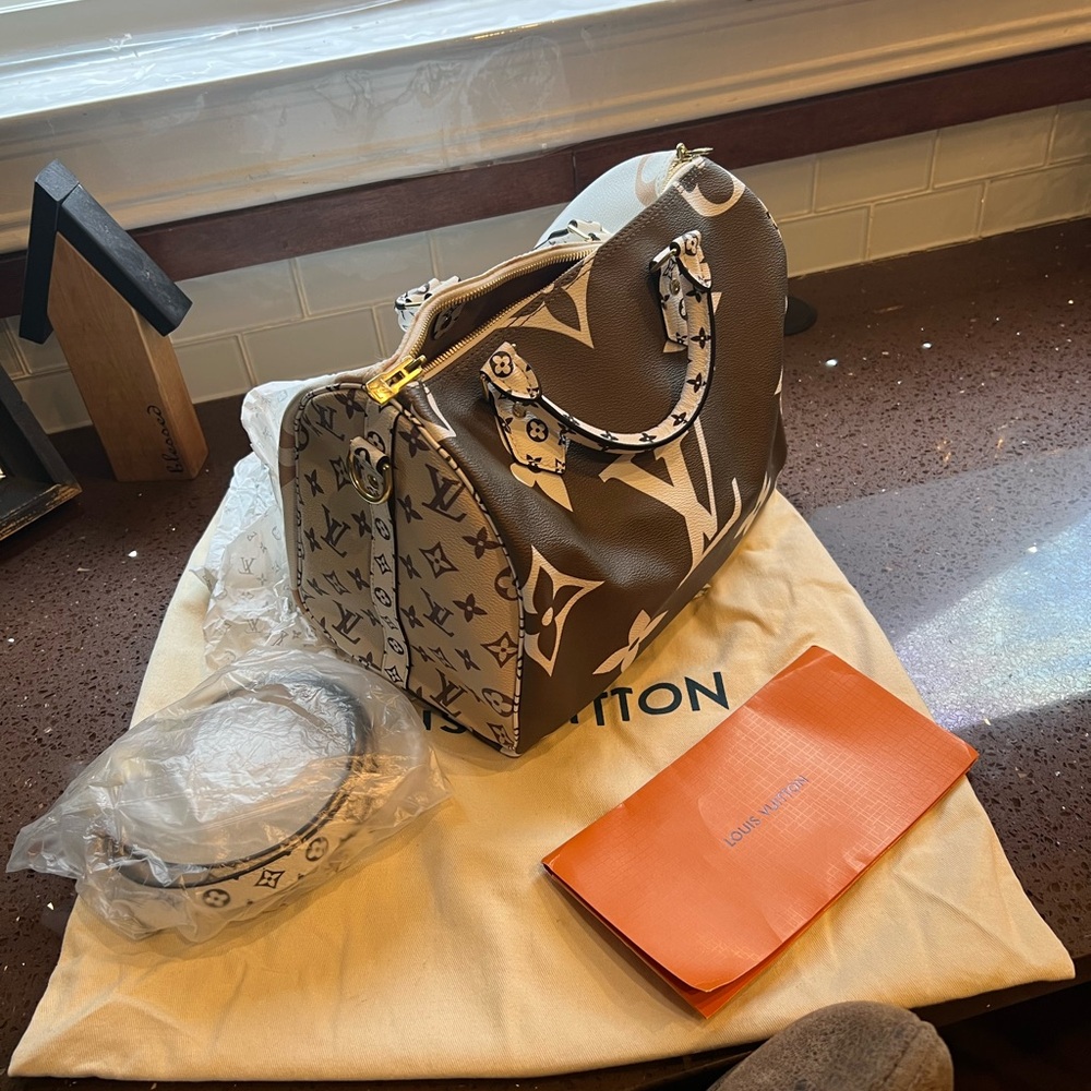Louis Vuitton Brown and White Satchel